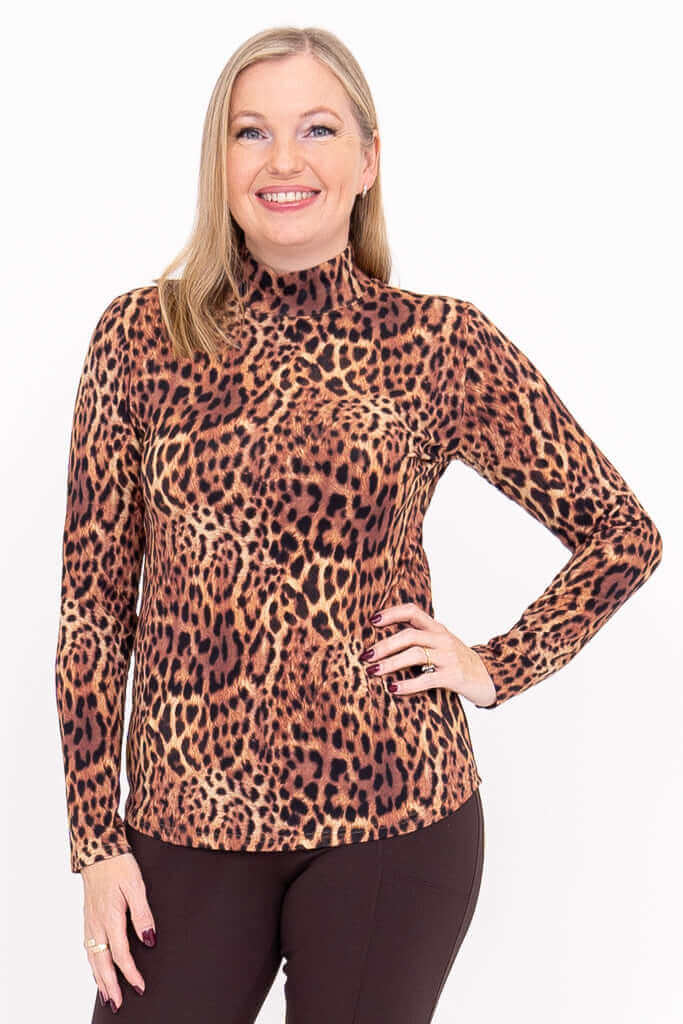 Tonya Top, Chocolate Leopard, Bamboo - Final Sale