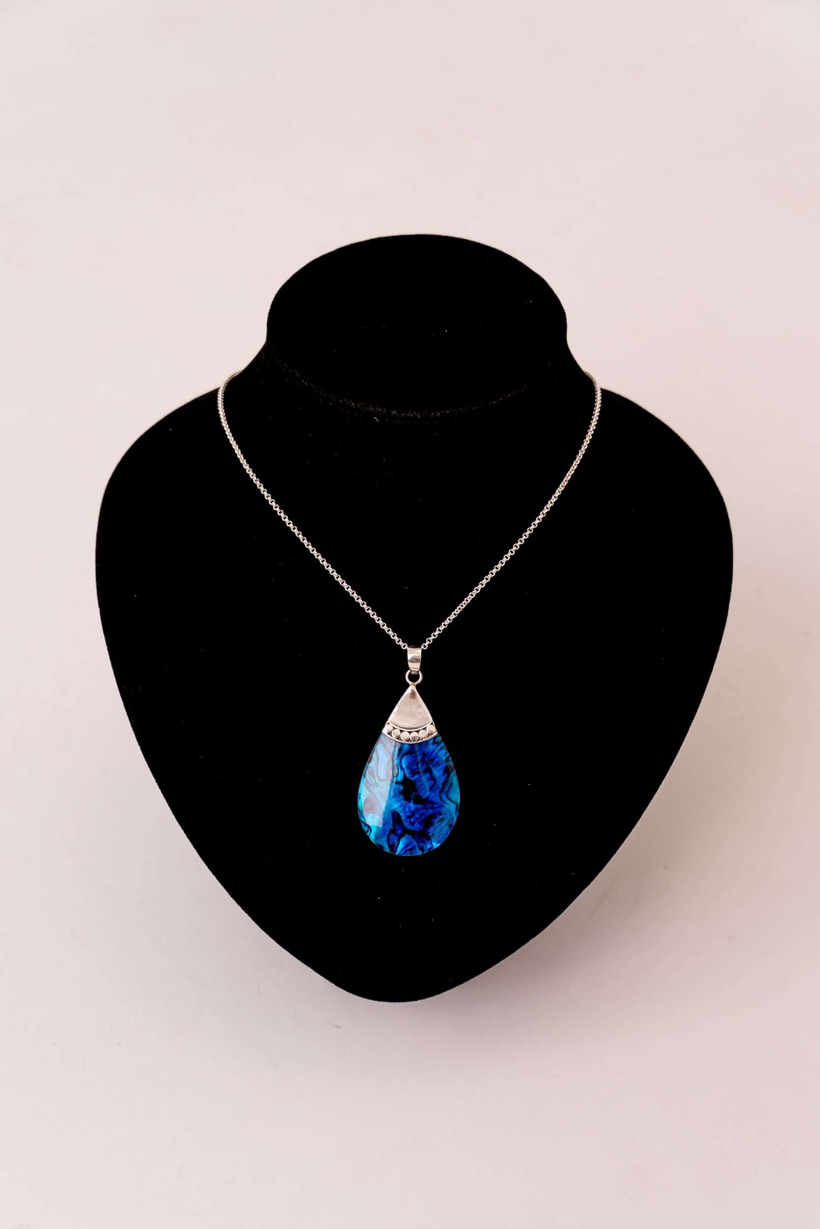 Blue Pava Tear Pendant Necklace - Image 2