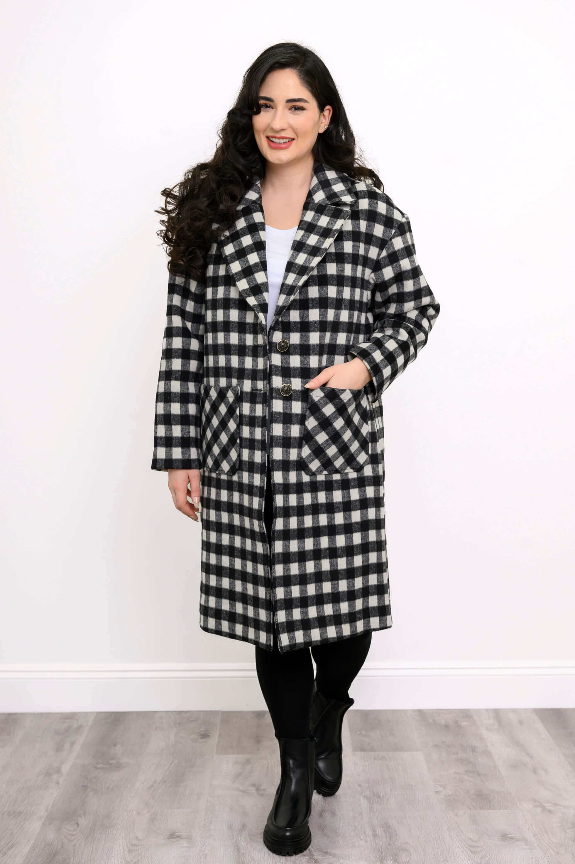 Vanessa Coat, BW Check, Boiled Wool - Image 4