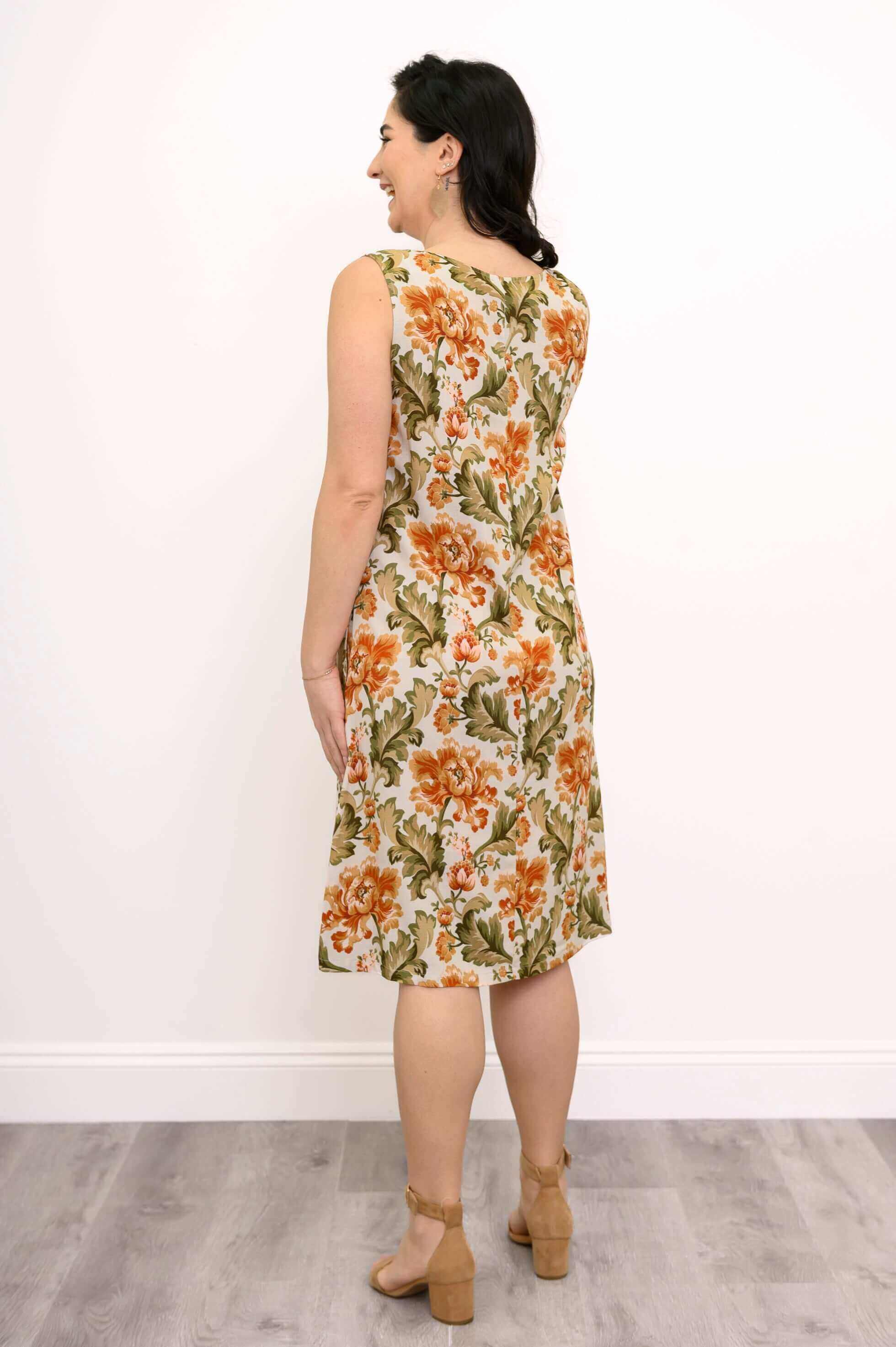 Velma Dress, Khaki Tapestry, Linen Bamboo - Image 4