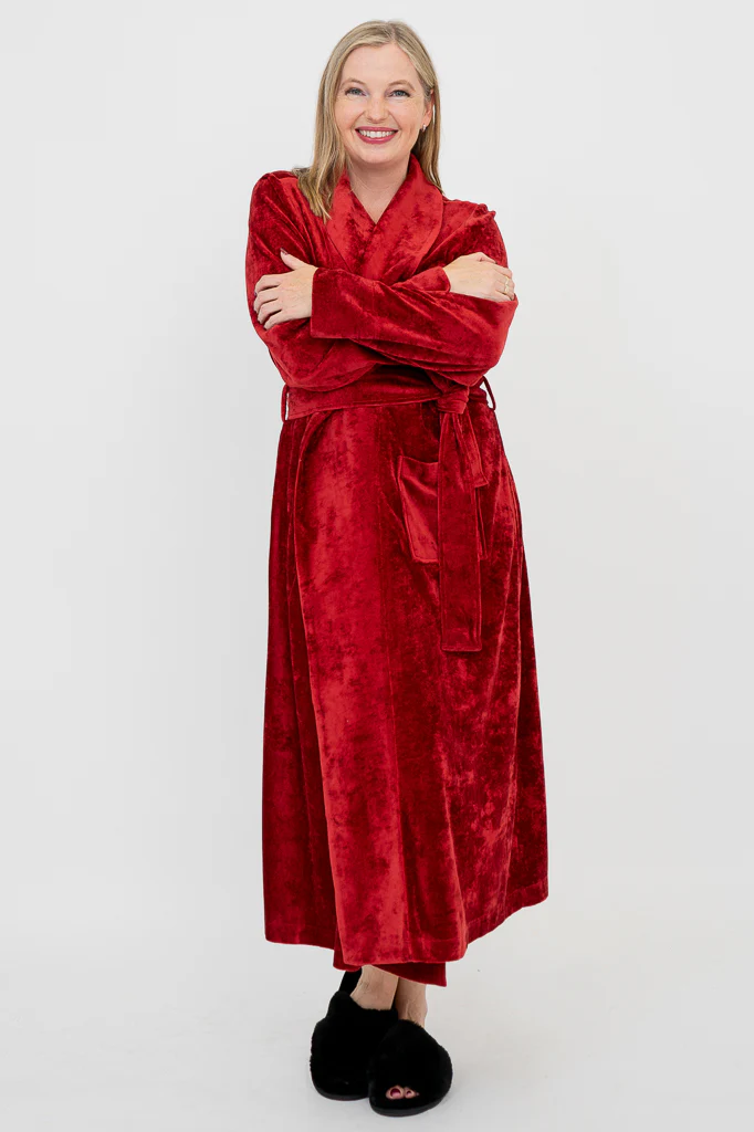 Velvet Robe, Burgundy, Bamboo - Image 2
