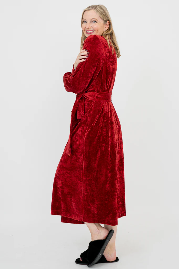Velvet Robe, Burgundy, Bamboo - Image 3