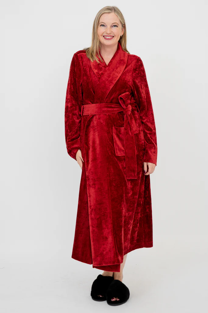 Velvet Robe, Burgundy, Bamboo - Image 4