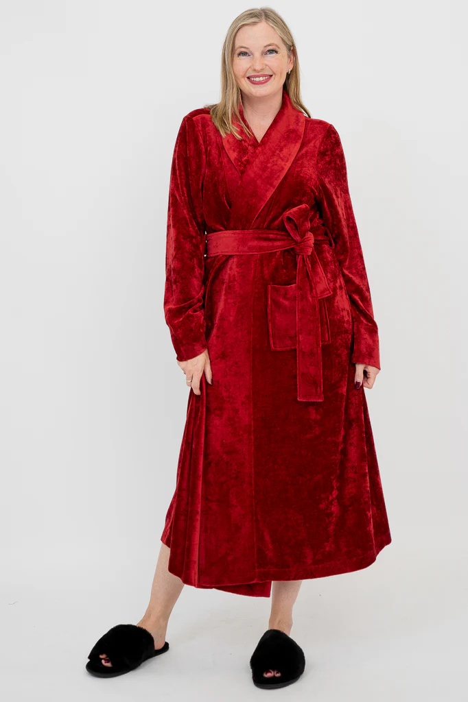 Velvet Robe, Burgundy, Bamboo - Image 5