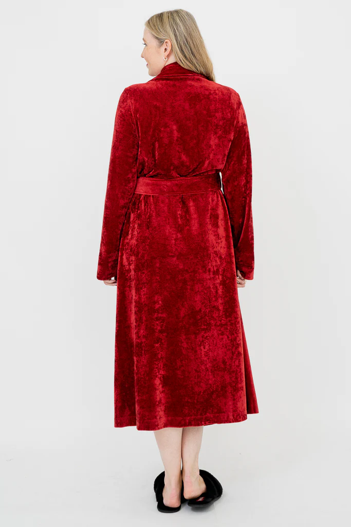 Velvet Robe, Burgundy, Bamboo - Image 6