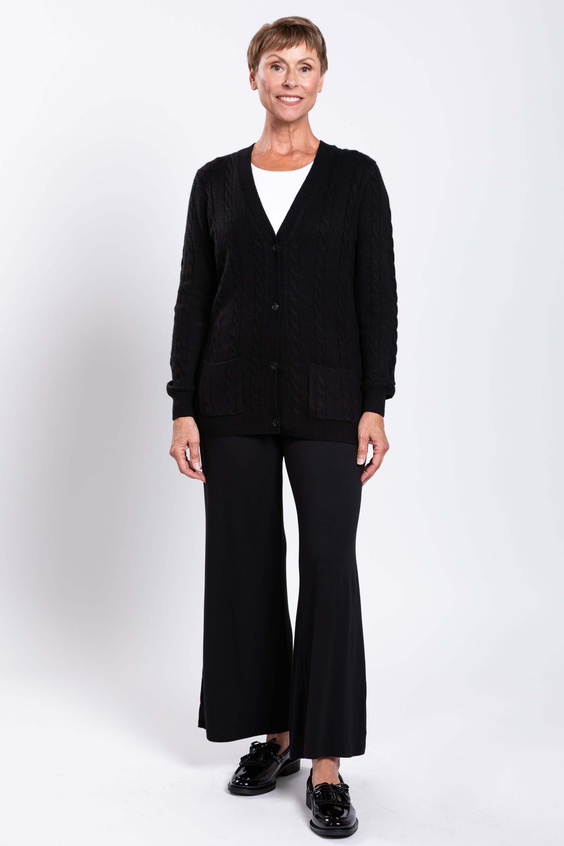 Ventura Cardigan, Black, Wool Cashmere - Image 3