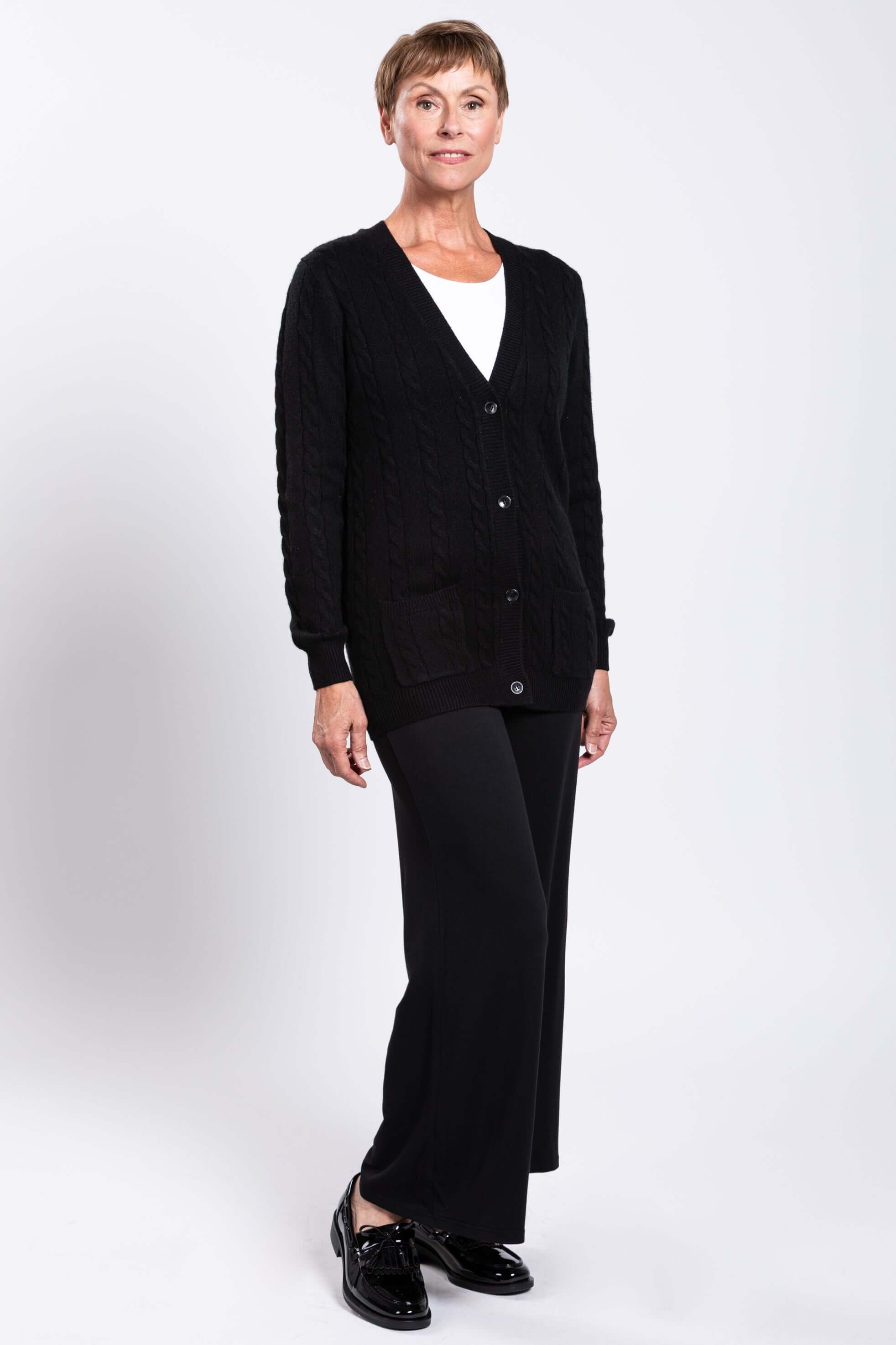 Ventura Cardigan, Black, Wool Cashmere - Image 4