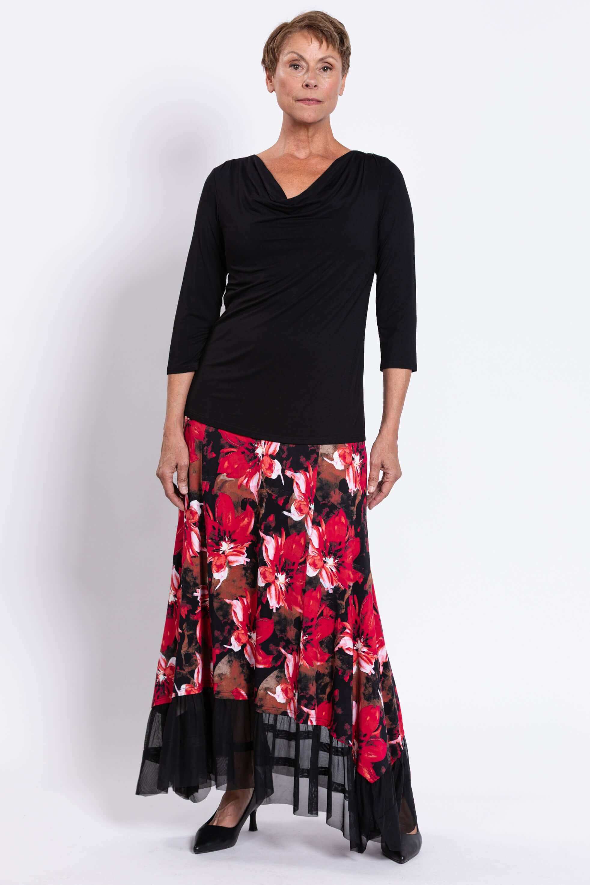 Vera Skirt, Lipstick Poinsetta, Bamboo - Image 3