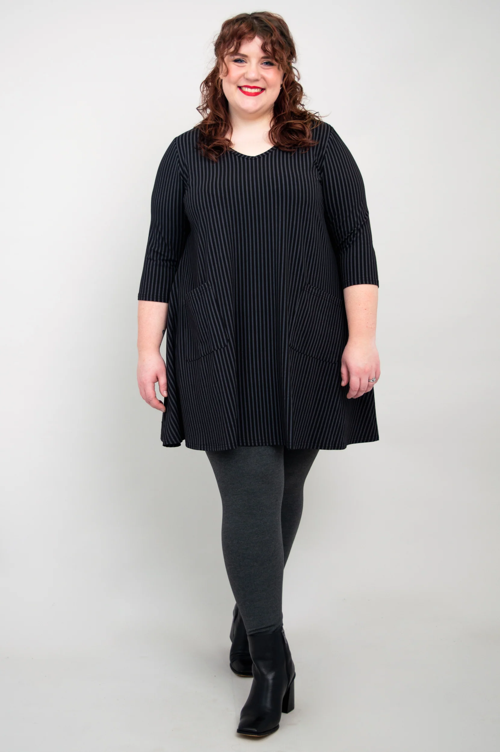 Veronica Tunic, Blk/Grey Stripe, Bamboo - Image 12