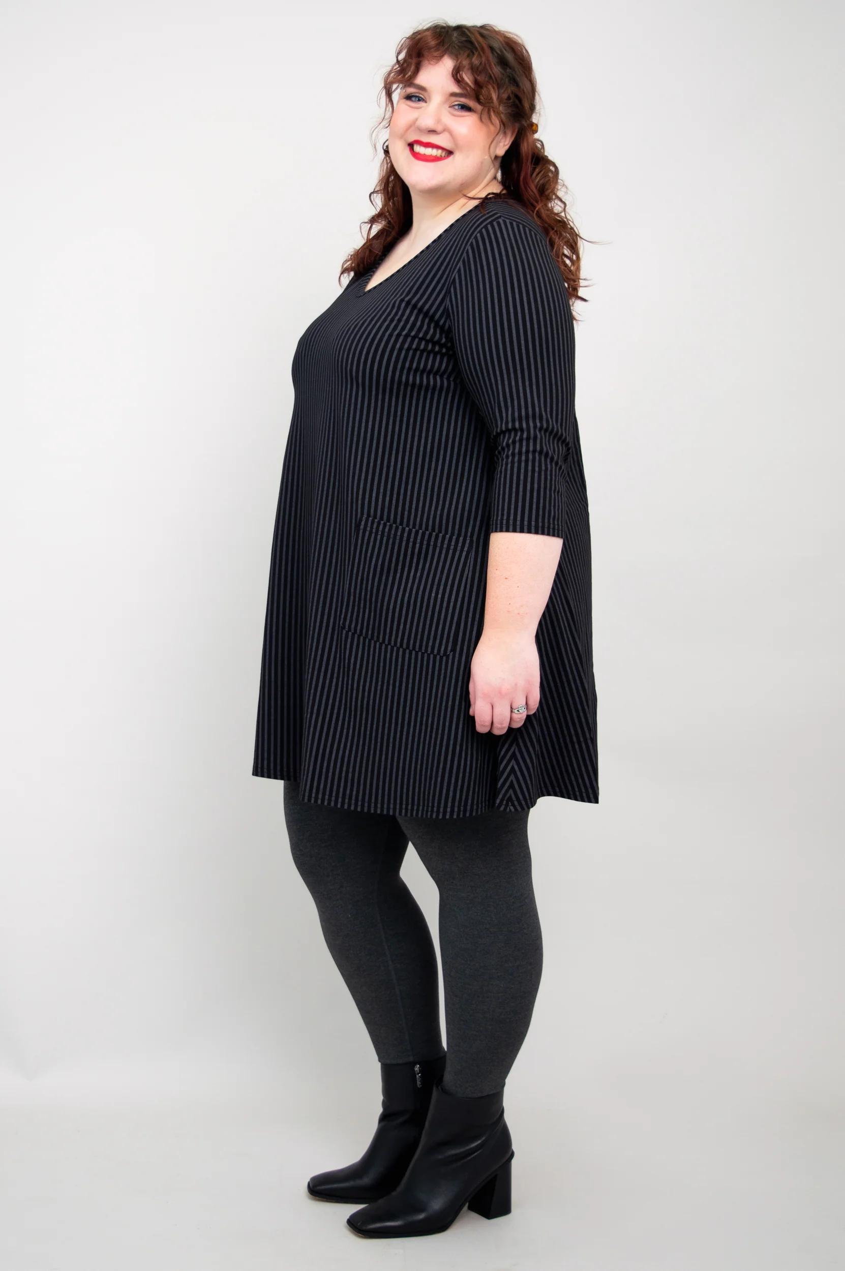 Veronica Tunic, Blk/Grey Stripe, Bamboo - Image 5