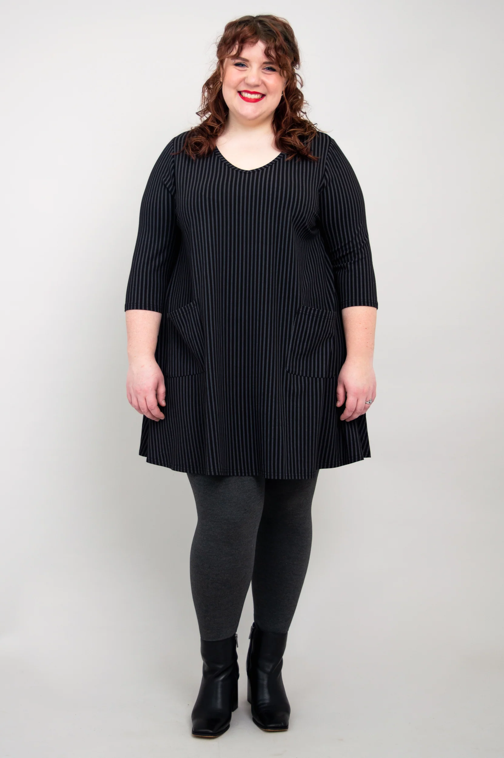 Veronica Tunic, Blk/Grey Stripe, Bamboo - Image 7