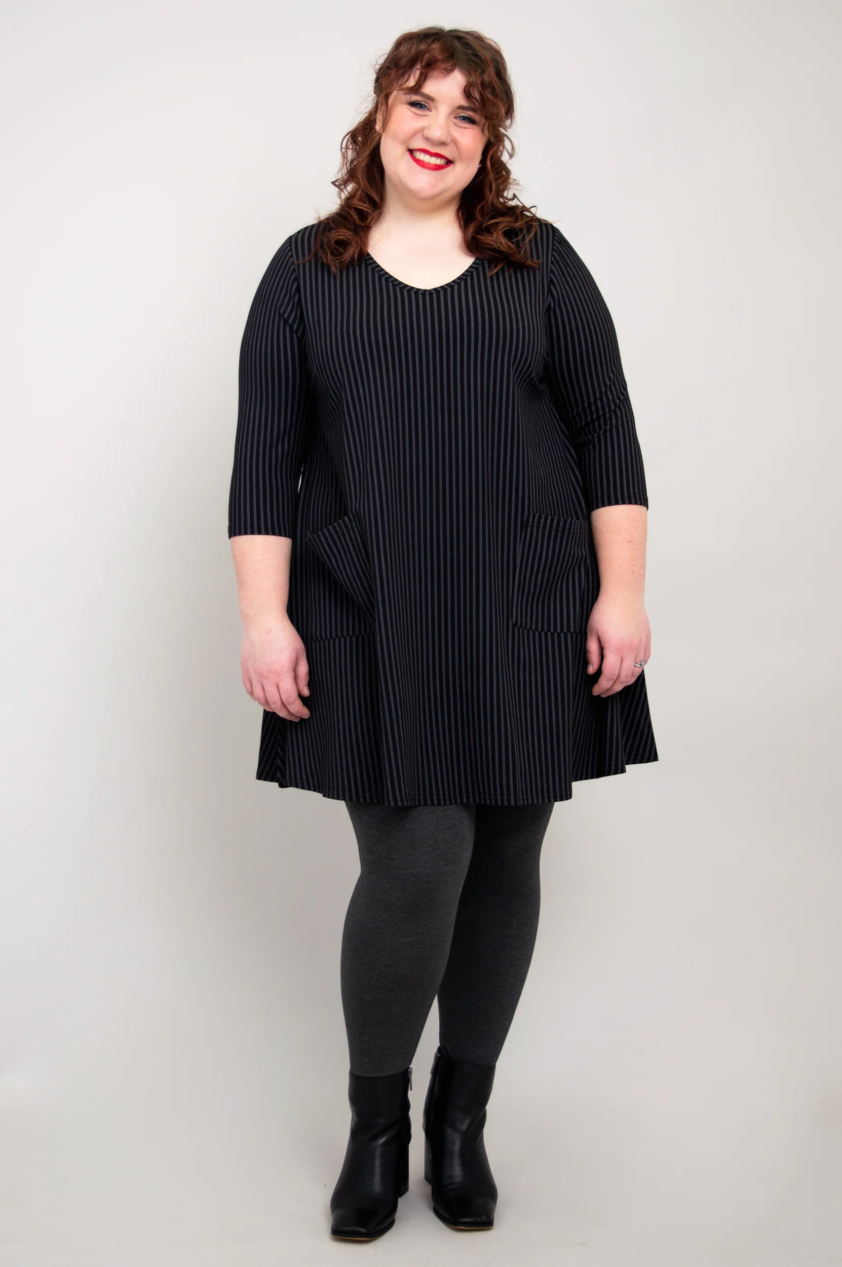 Veronica Tunic, Blk/Grey Stripe, Bamboo - Image 8