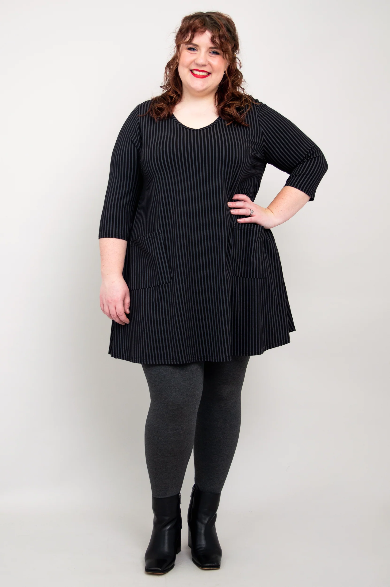 Veronica Tunic, Blk/Grey Stripe, Bamboo - Image 9