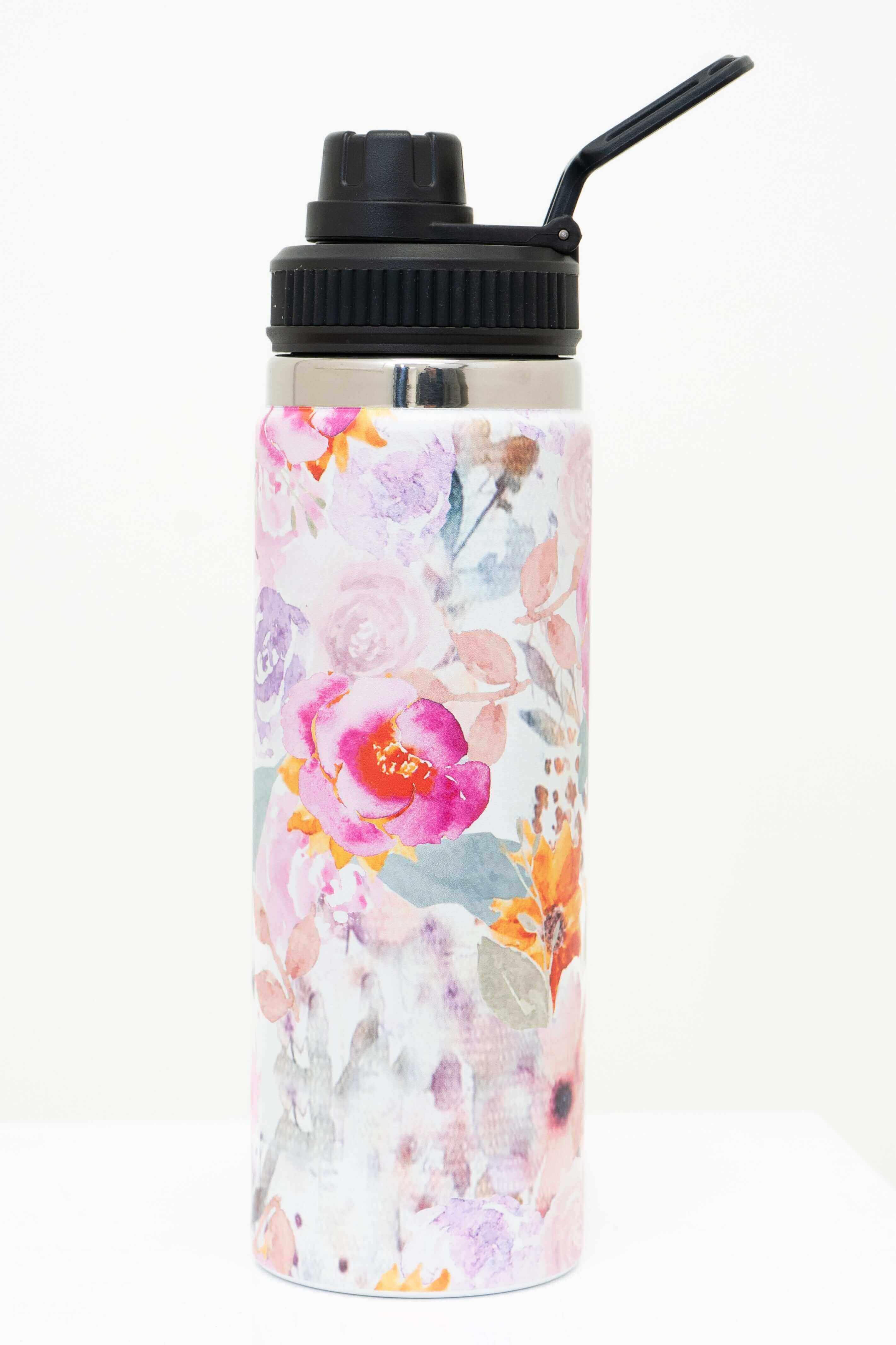 Water Bottle, Pink Bouquet