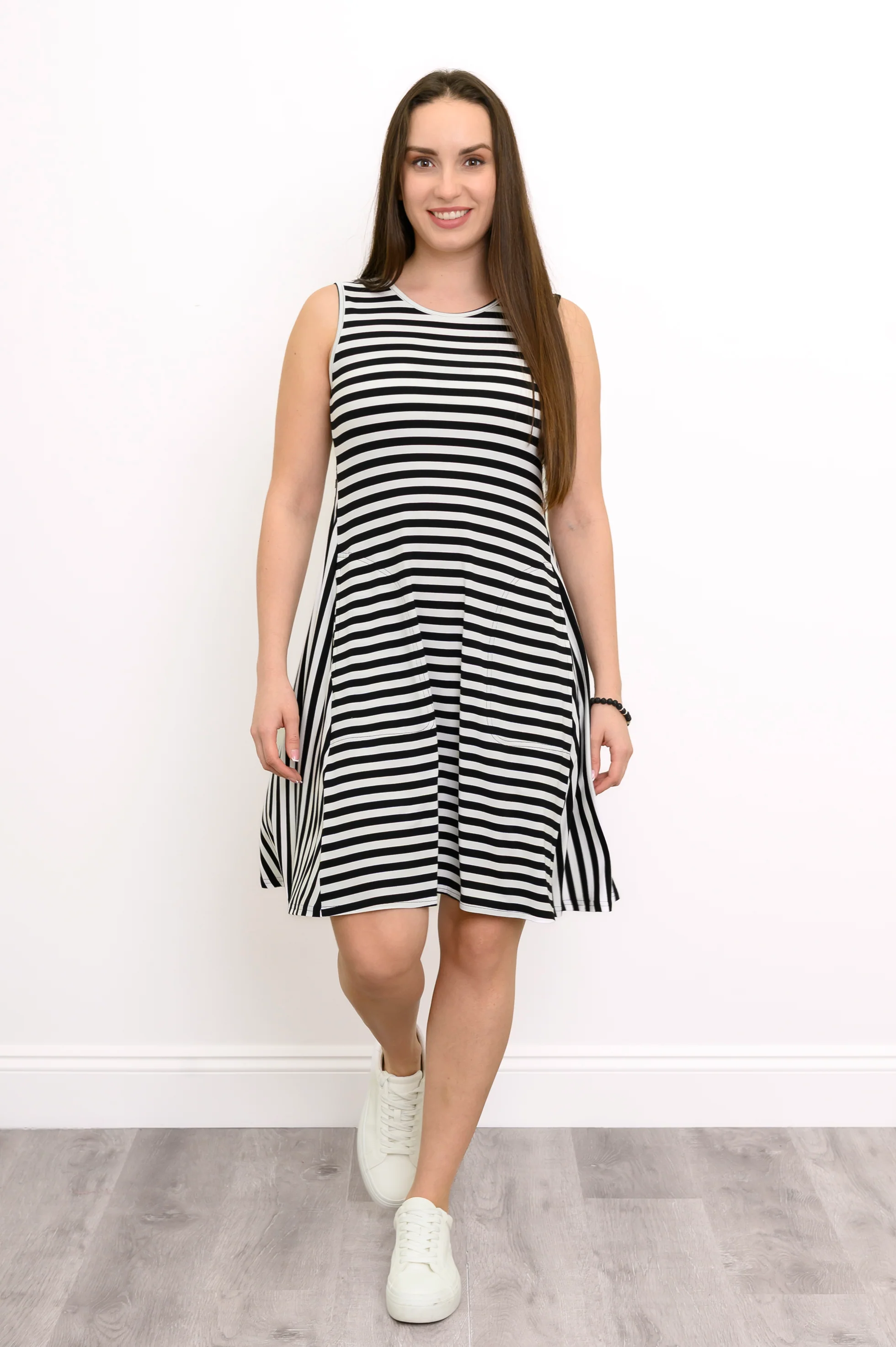 Willow Dress, BW Stripe, Bamboo - Image 3