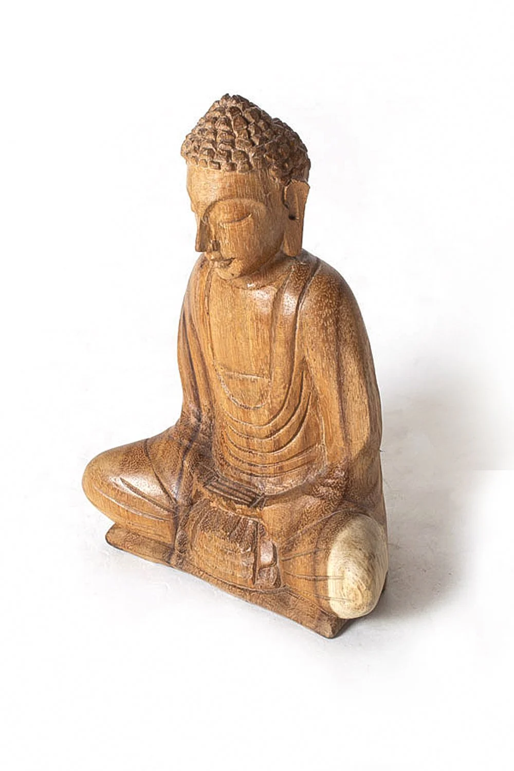 Hand Carved Wooden Meditating Buddha (20 cm) - Image 2