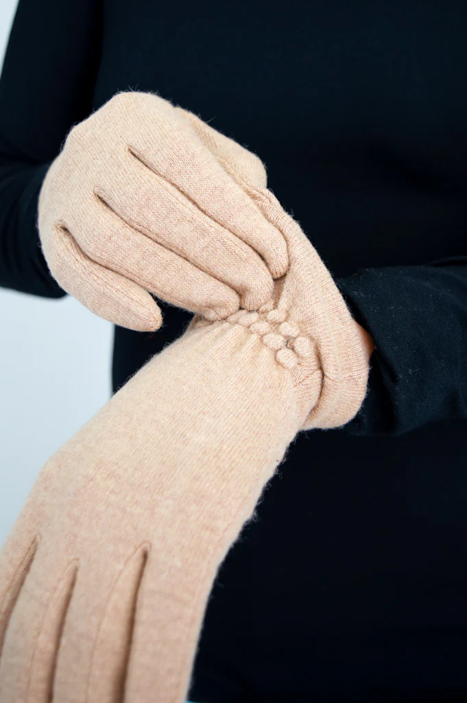 Wool Gloves, Beige - Image 2